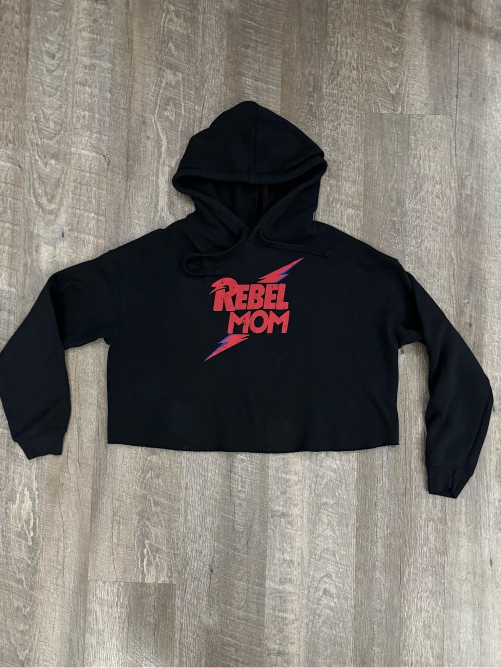 Rebel Mom Cropped Hoodie Sz Large Goth Glam Weird Mom